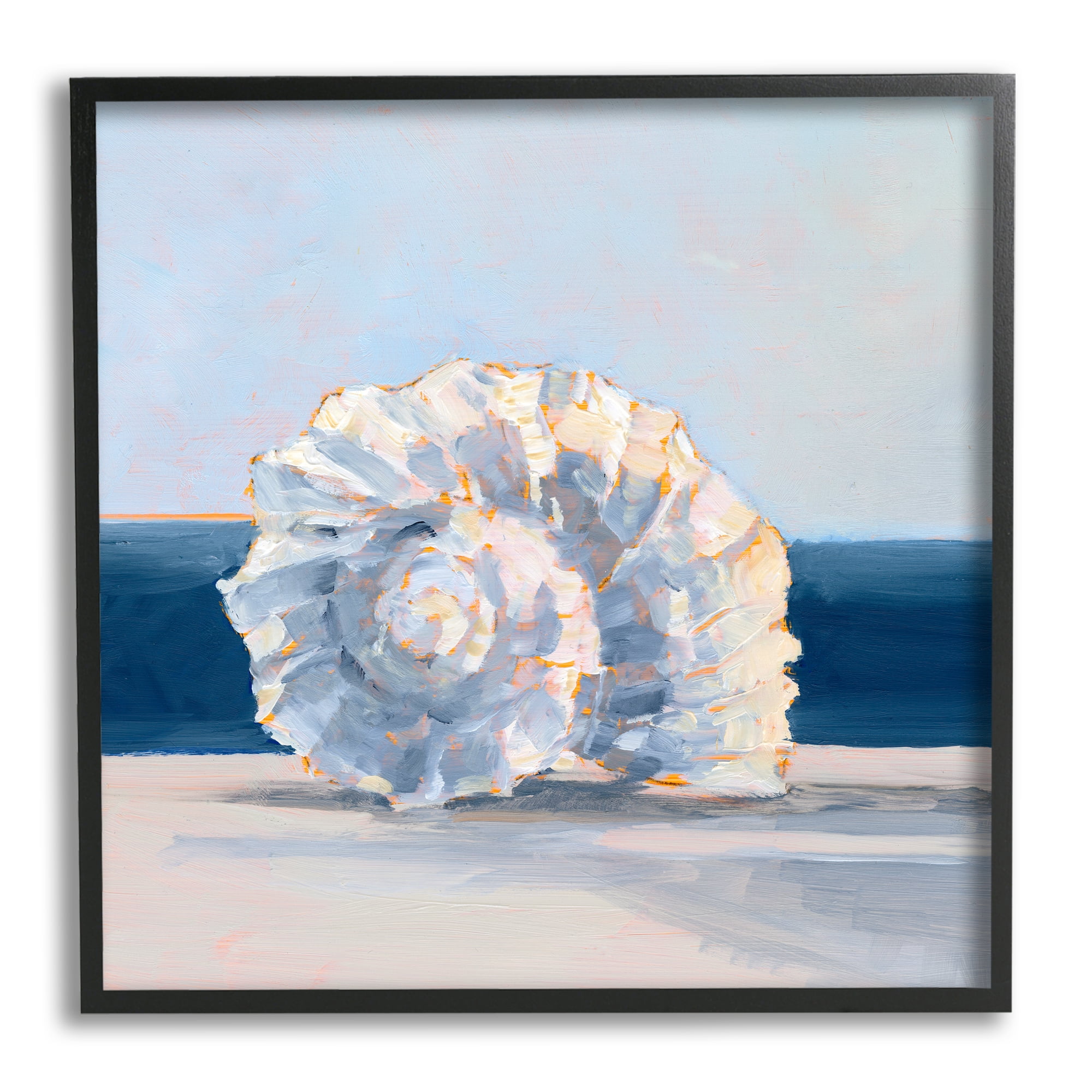 Stupell Industries Blue Seashell Painting Animals & Insects Painting Black Framed Art Print Wall Art, 24 x 24