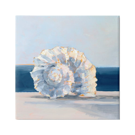 Stupell Industries Blue Seashell Painting Animals & Insects Painting Gallery Wrapped Canvas Print Wall Art, 17 x 17
