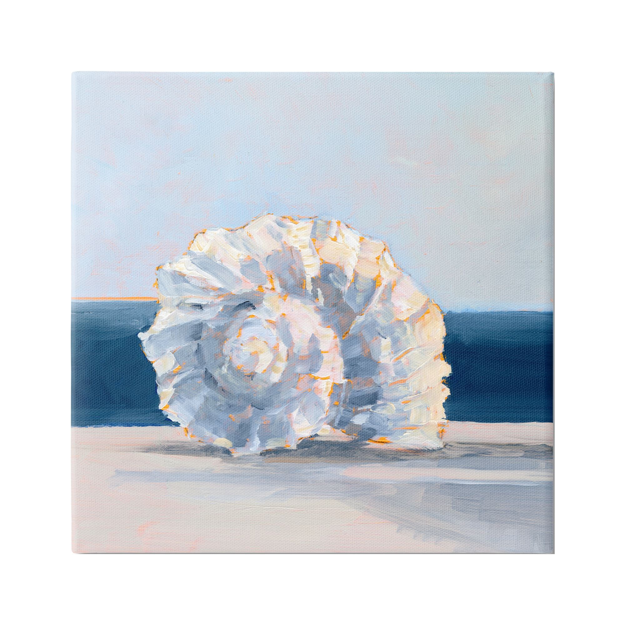 Stupell Industries Blue Seashell Painting Animals & Insects Painting Gallery Wrapped Canvas Print Wall Art, 30 x 30