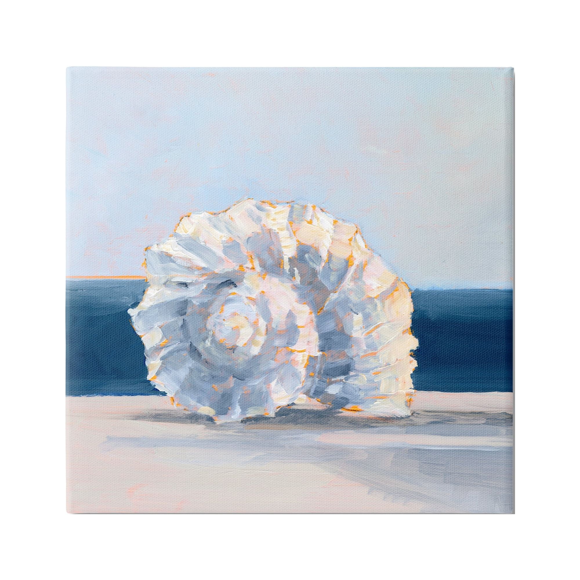 Stupell Industries Blue Seashell Painting Animals & Insects Painting Gallery Wrapped Canvas Print Wall Art, 36 x 36