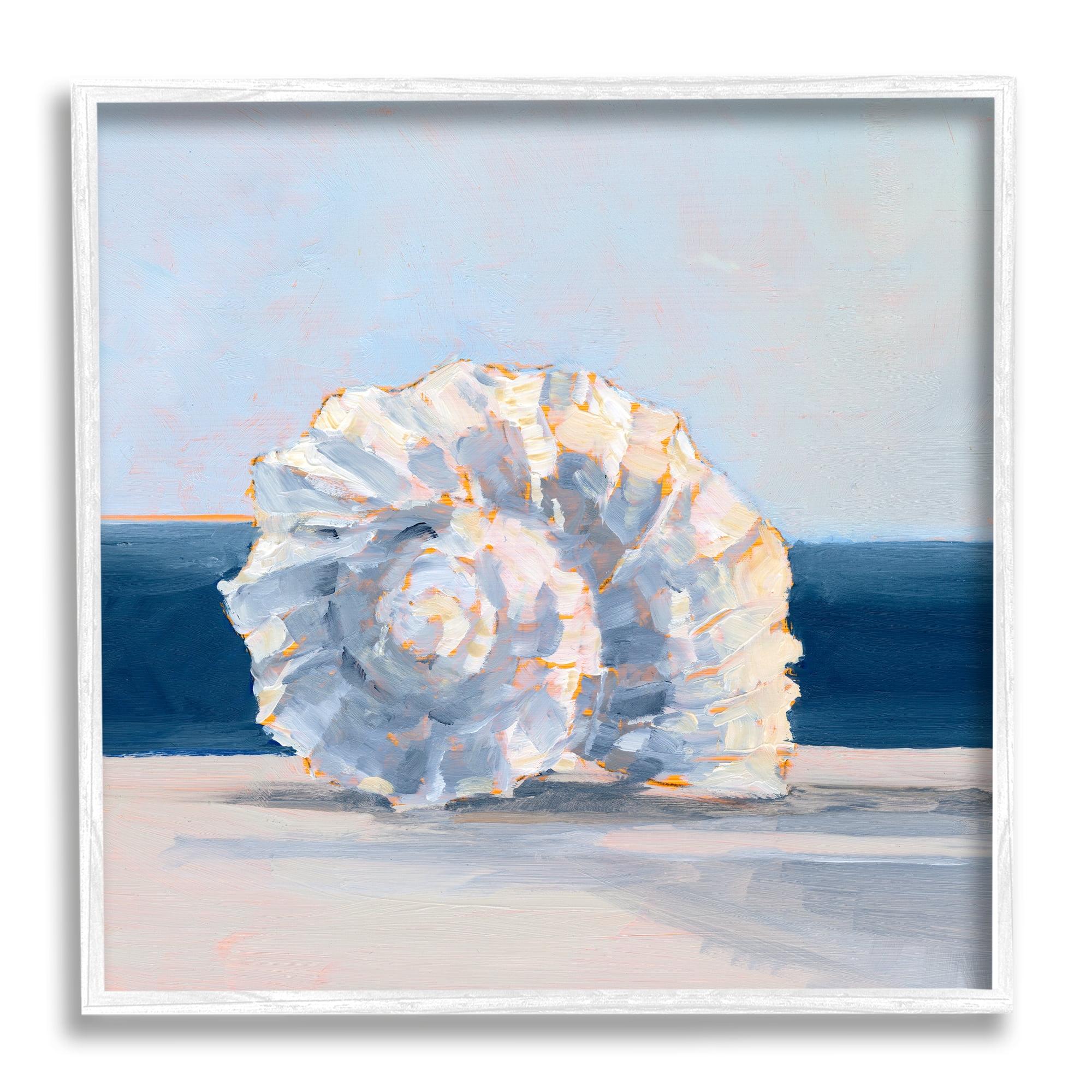 Stupell Industries Blue Seashell Painting Animals & Insects Painting White Framed Art Print Wall Art, 24 x 24