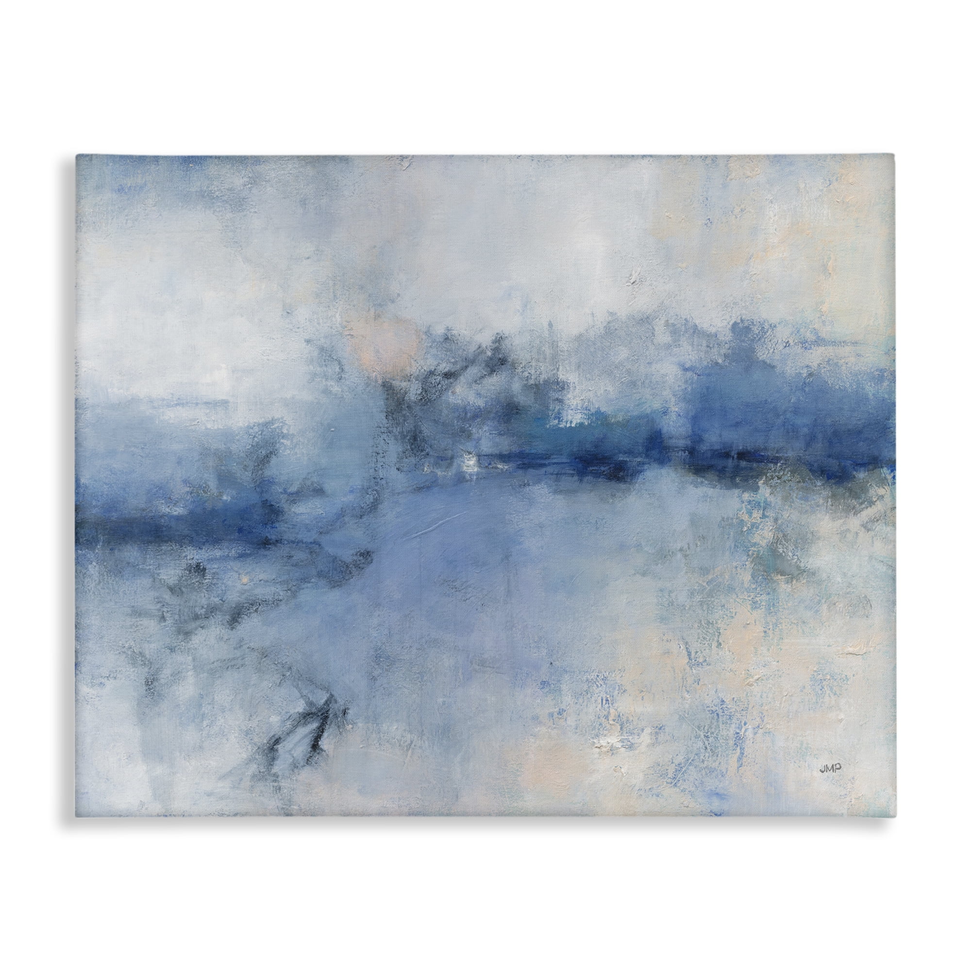 Stupell Industries Blue Seaside Impressions Abstract Painting Wrapped Canvas Art Print Wall Art, 30 x 24