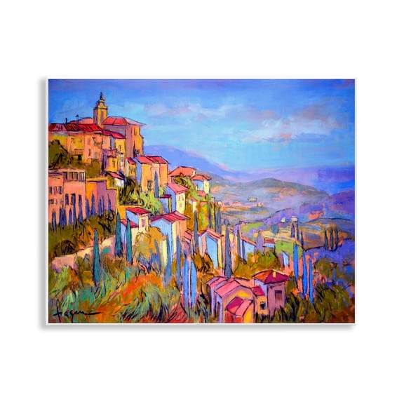 Stupell Industries Blue Shadowed Cityscape Landscape & Nature Painting Unframed Art Print Wall Art, 14 x 11
