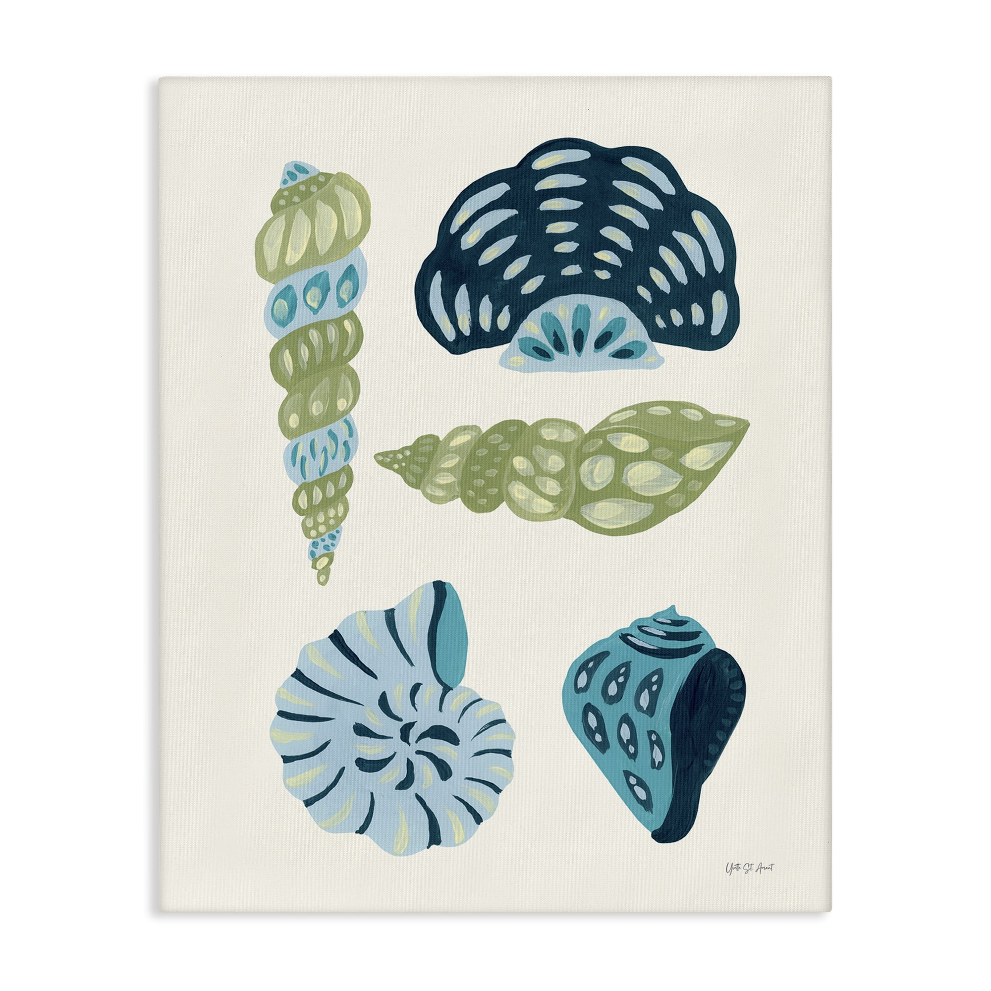 Stupell Industries Blue Shell Collection Nautical & Beach Painting ...