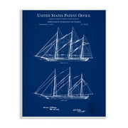 Stupell Industries Blue Ship Boat Diagram Detailed Blueprint Patent Design Wood Wall Art, 13 x 19, Design by Karl Hronek