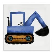 Stupell Industries Blue Simple Bulldozer Transportation Painting Wrapped Canvas Art Print Wall Art, 17 x 17