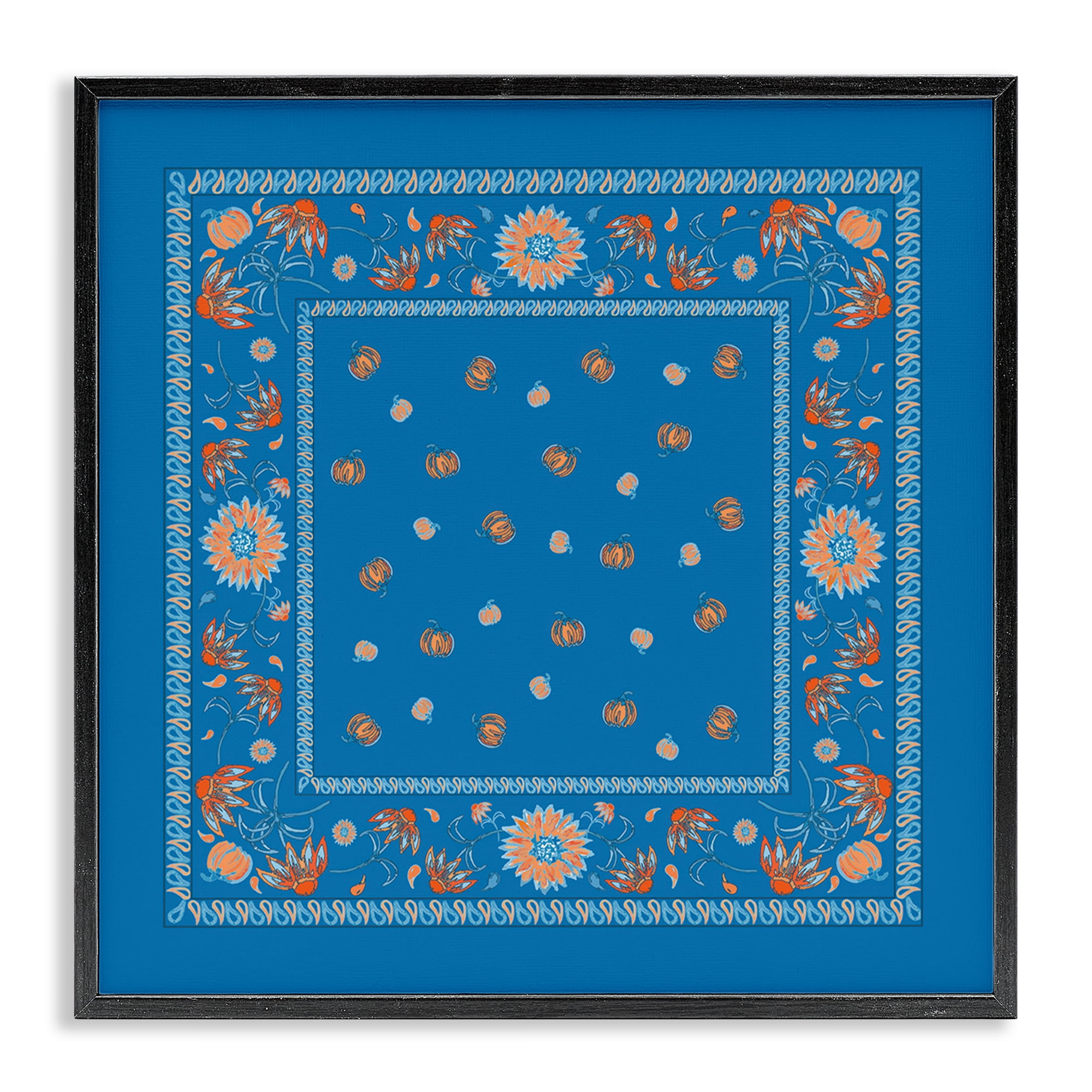 Stupell Industries Blue Sky Harvest Pattern Plants & Flowers Painting Black Framed Art Print Wall Art, 12 x 12