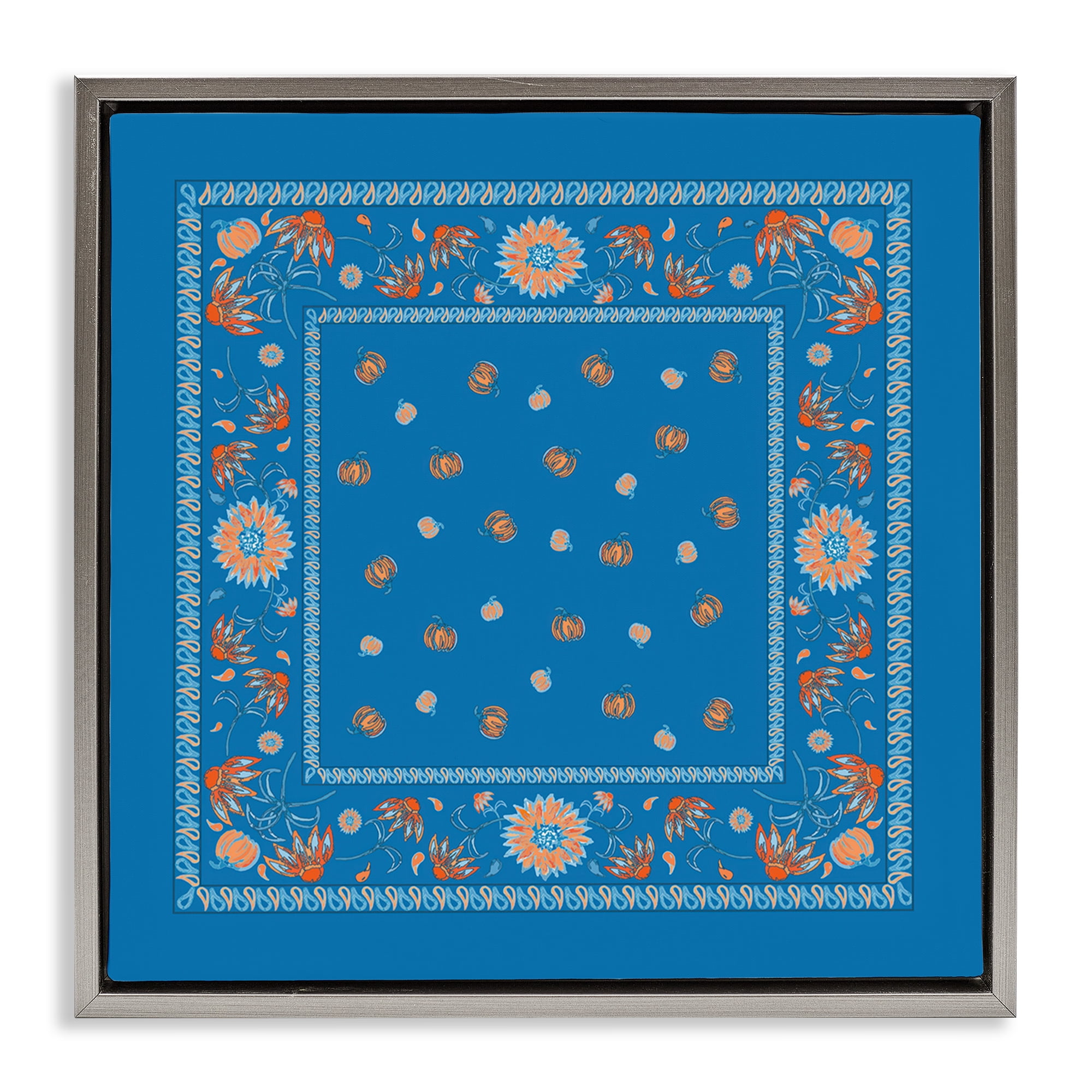 Stupell Industries Blue Sky Harvest Pattern Plants & Flowers Painting Gray Floater Framed Canvas Art Print Wall Art, 25 x 25