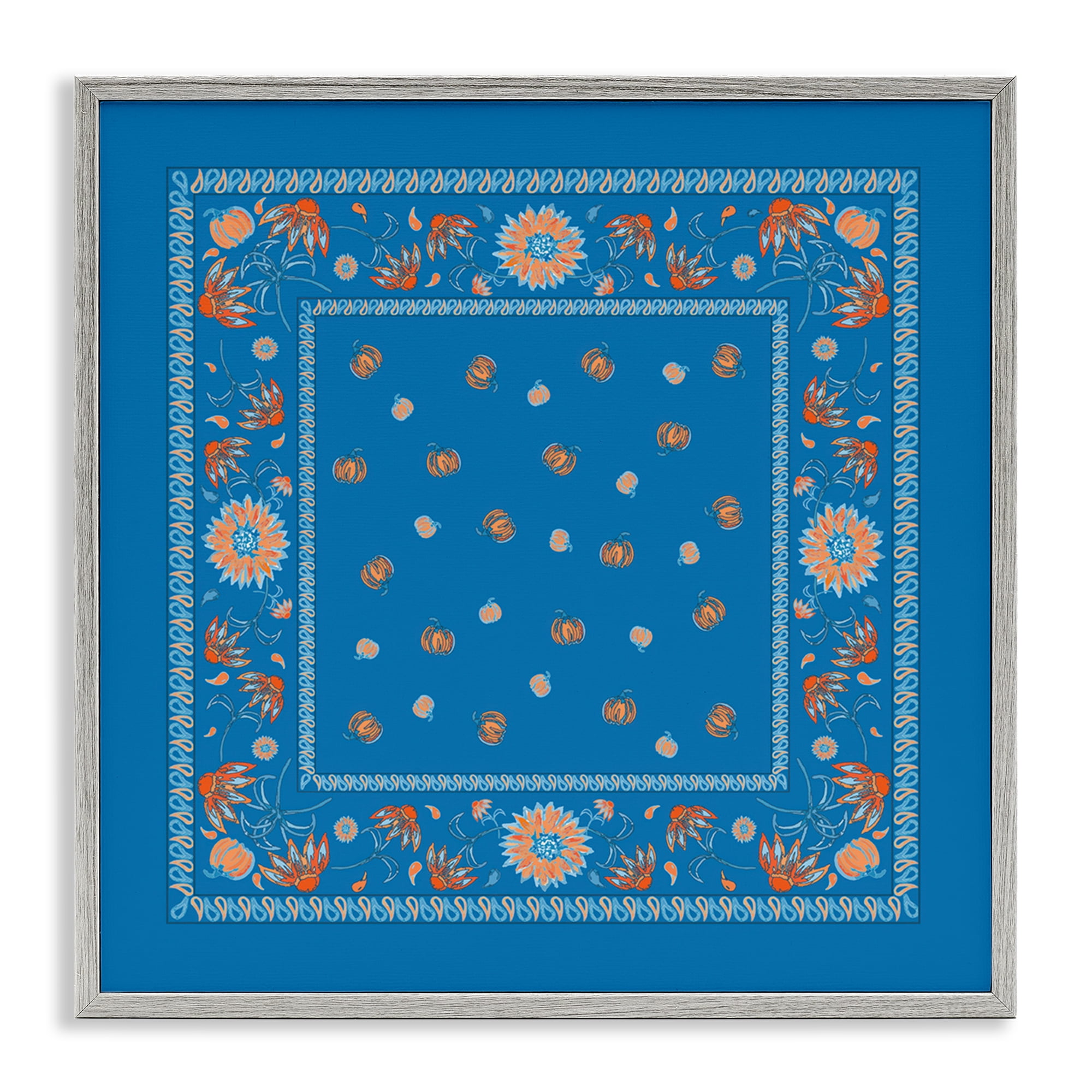 Stupell Industries Blue Sky Harvest Pattern Plants & Flowers Painting Gray Framed Art Print Wall Art, 24 x 24