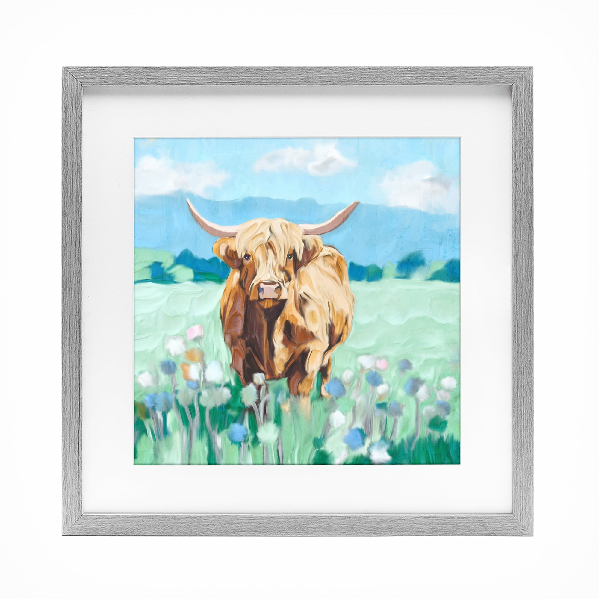 Stupell Industries Blue Sky Highland Gray Framed Print Under Glass, design by Kim Allen