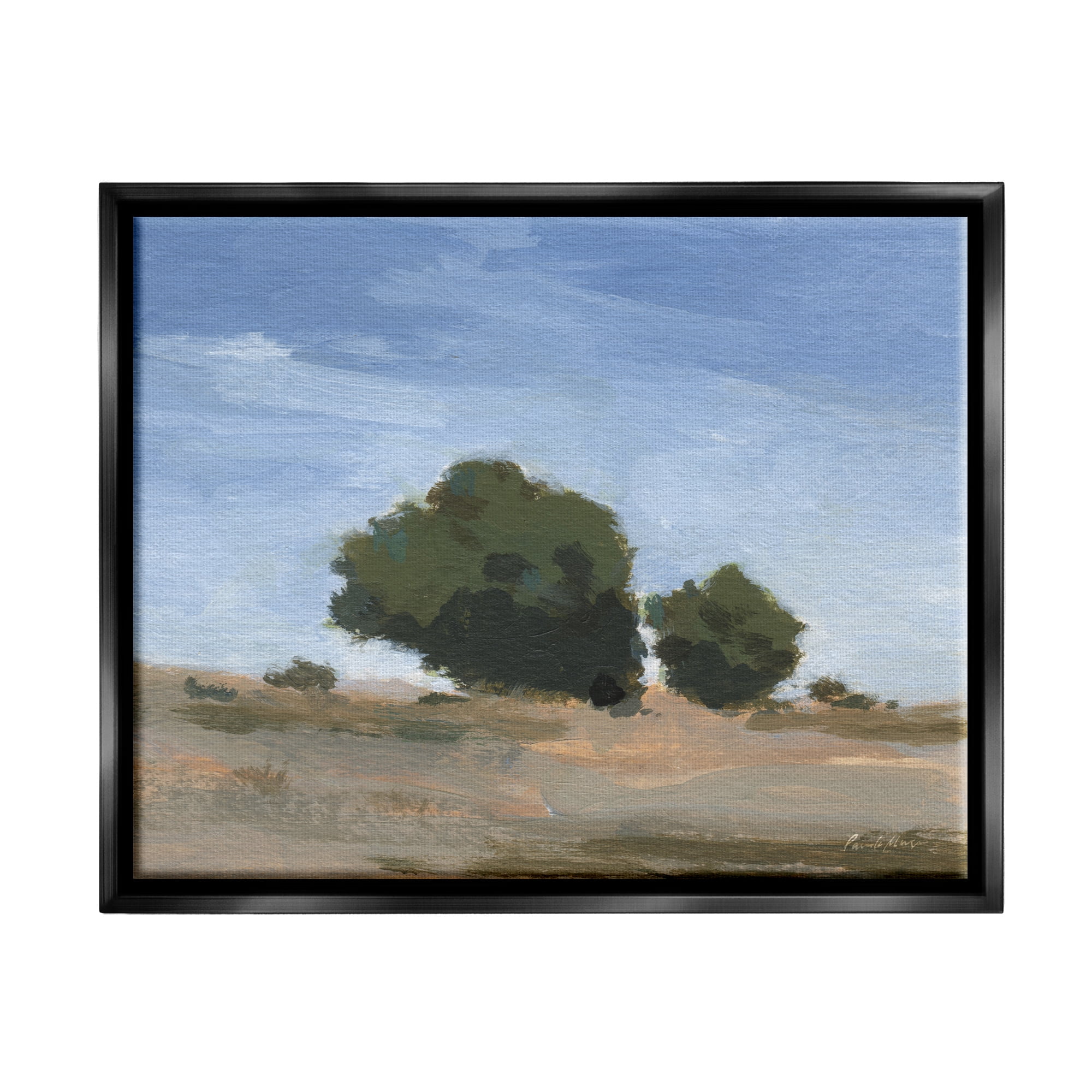 Stupell Industries Blue Sky Landscape Nature Painting Black Floater Framed Art Print Wall Art, 31 x 25