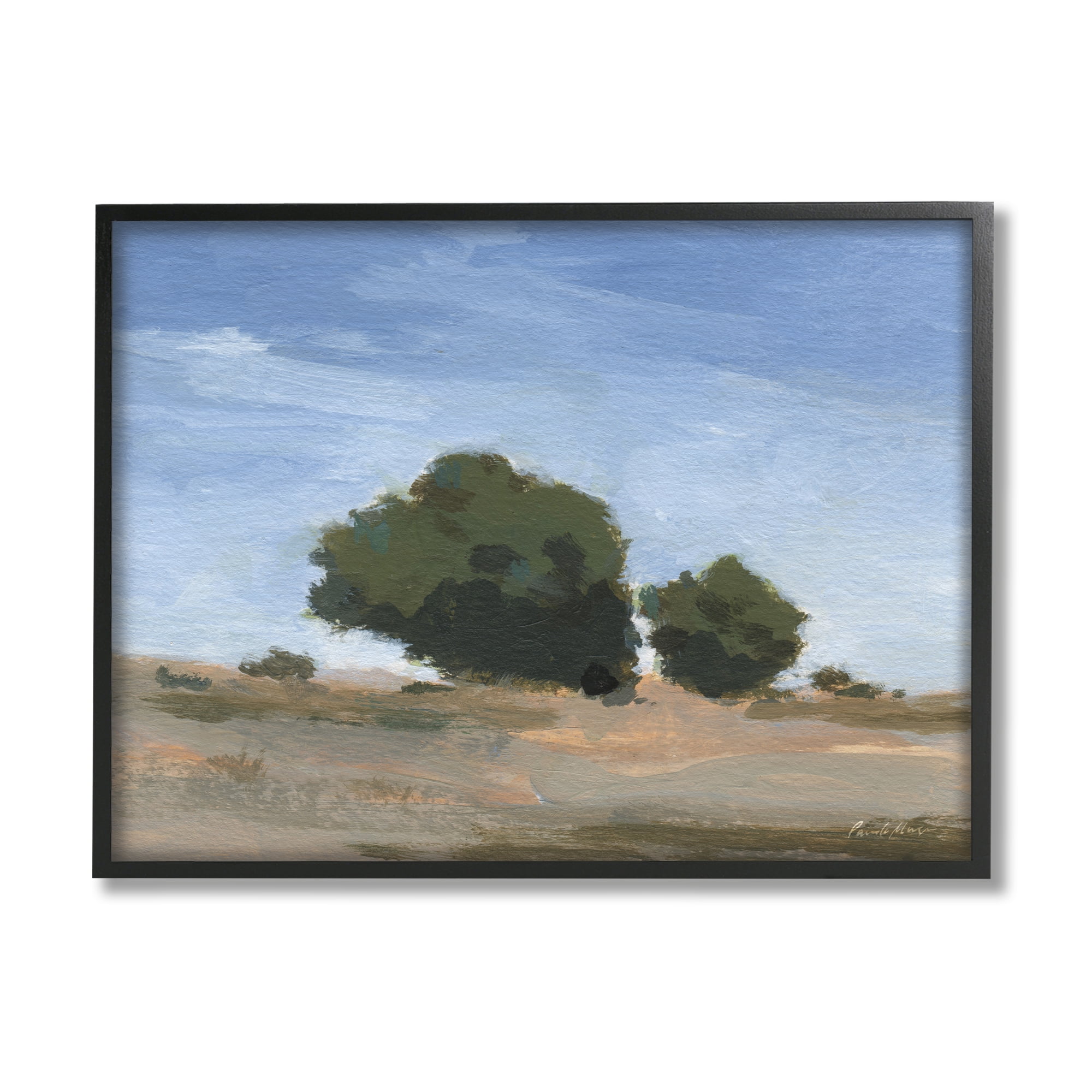 Stupell Industries Blue Sky Landscape Nature Painting Black Framed Art Print Wall Art, 20 x 16
