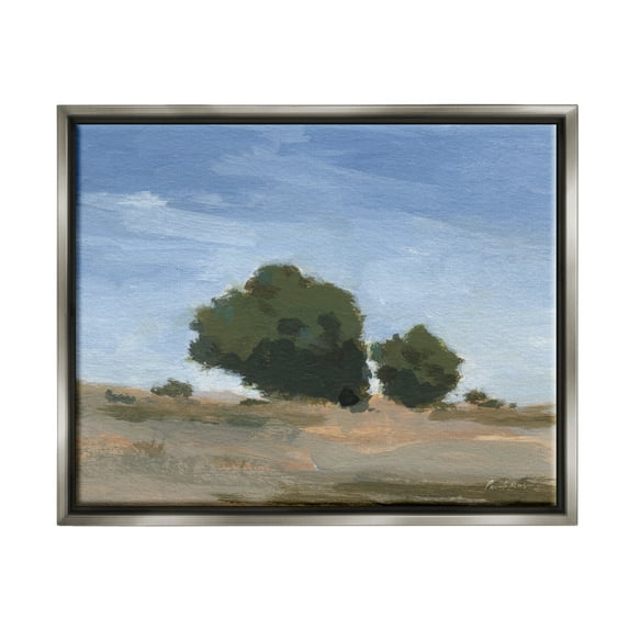 Stupell Industries Blue Sky Landscape Nature Painting Gray Floater Framed Art Print Wall Art, 21 x 17