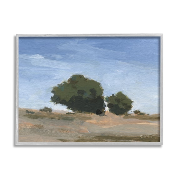 Stupell Industries Blue Sky Landscape Nature Painting Gray Framed Art Print Wall Art, 14 x 11