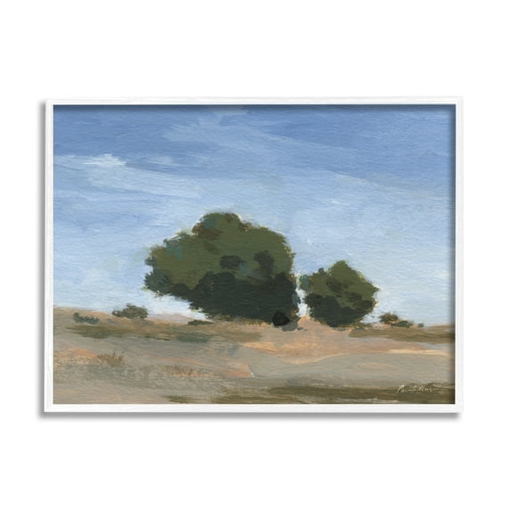 Stupell Industries Blue Sky Landscape Nature Painting White Framed Art Print Wall Art, 20 x 16