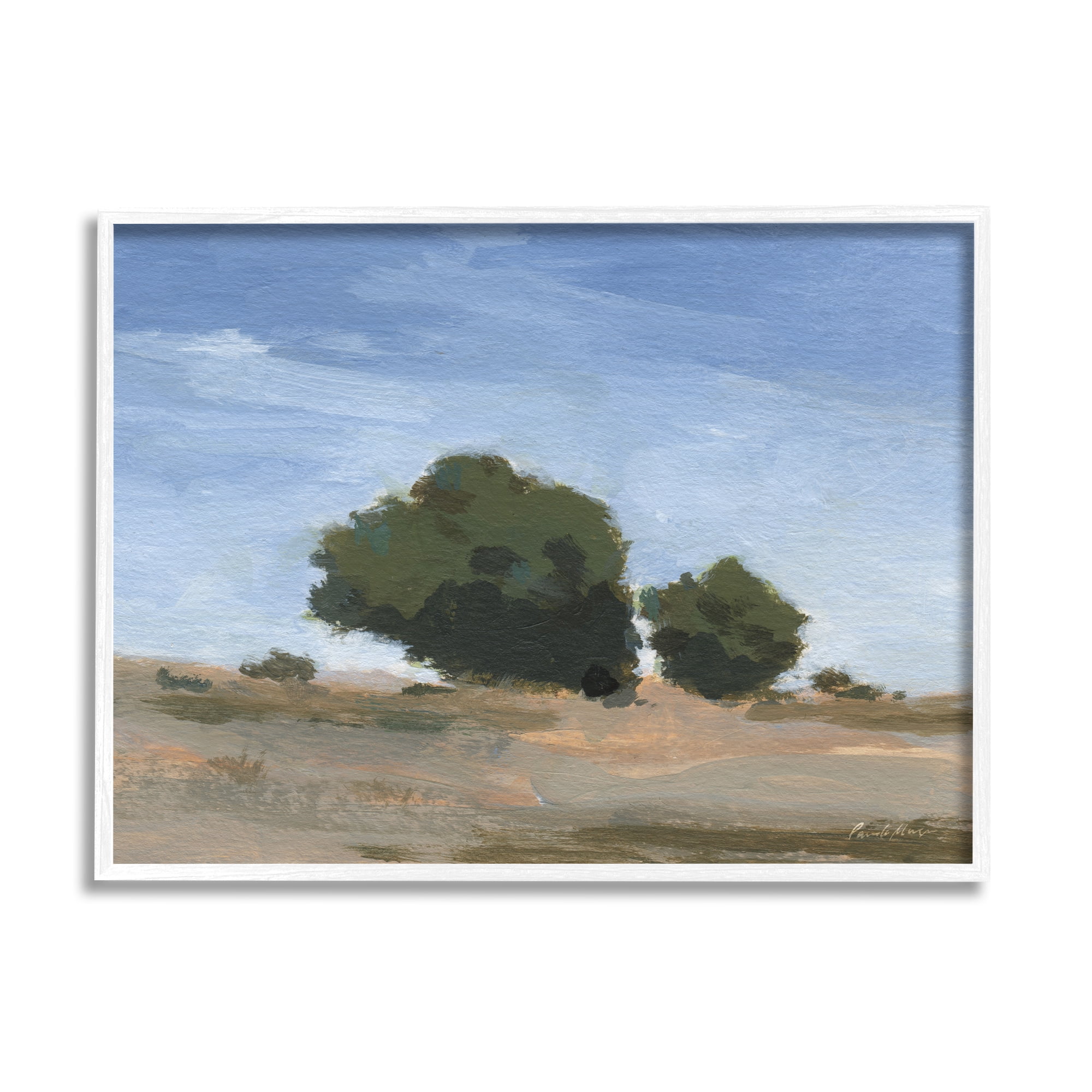 Stupell Industries Blue Sky Landscape Nature Painting White Framed Art Print Wall Art, 30 x 24