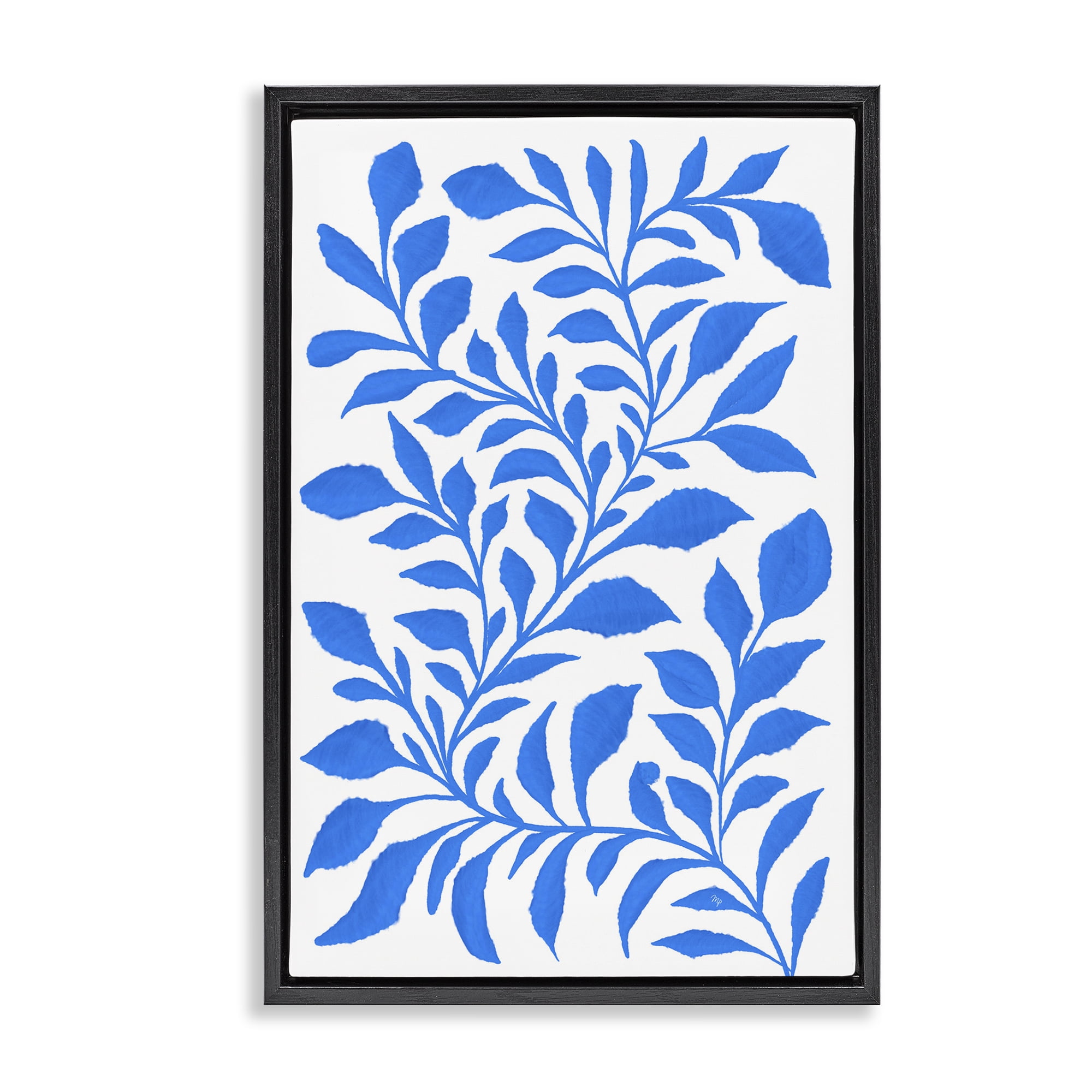 Stupell Industries Blue Snake Plant Botanical & Floral Painting Black Floater Framed Art Print Wall Art, 21 x 31
