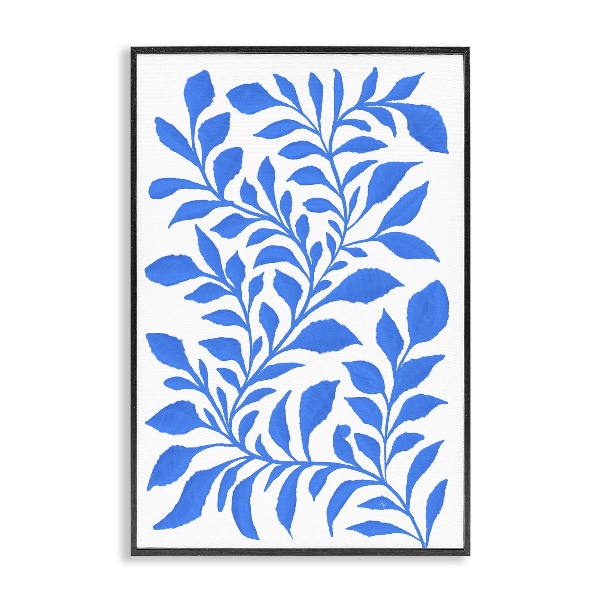 Stupell Industries Blue Snake Plant Botanical & Floral Painting Black Framed Art Print Wall Art, 20 x 30