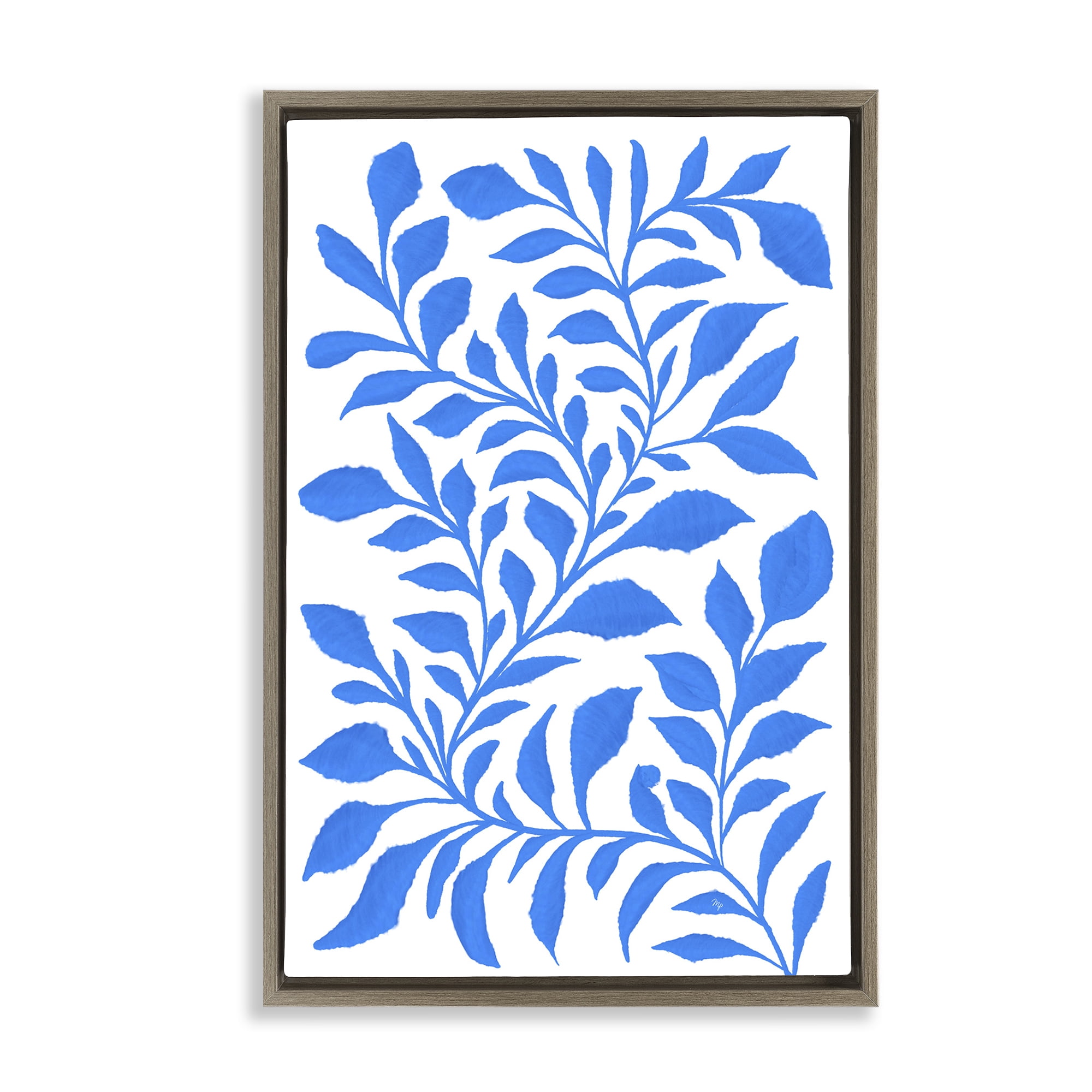 Stupell Industries Blue Snake Plant Botanical & Floral Painting Brown Floater Framed Art Print Wall Art, 21 x 31