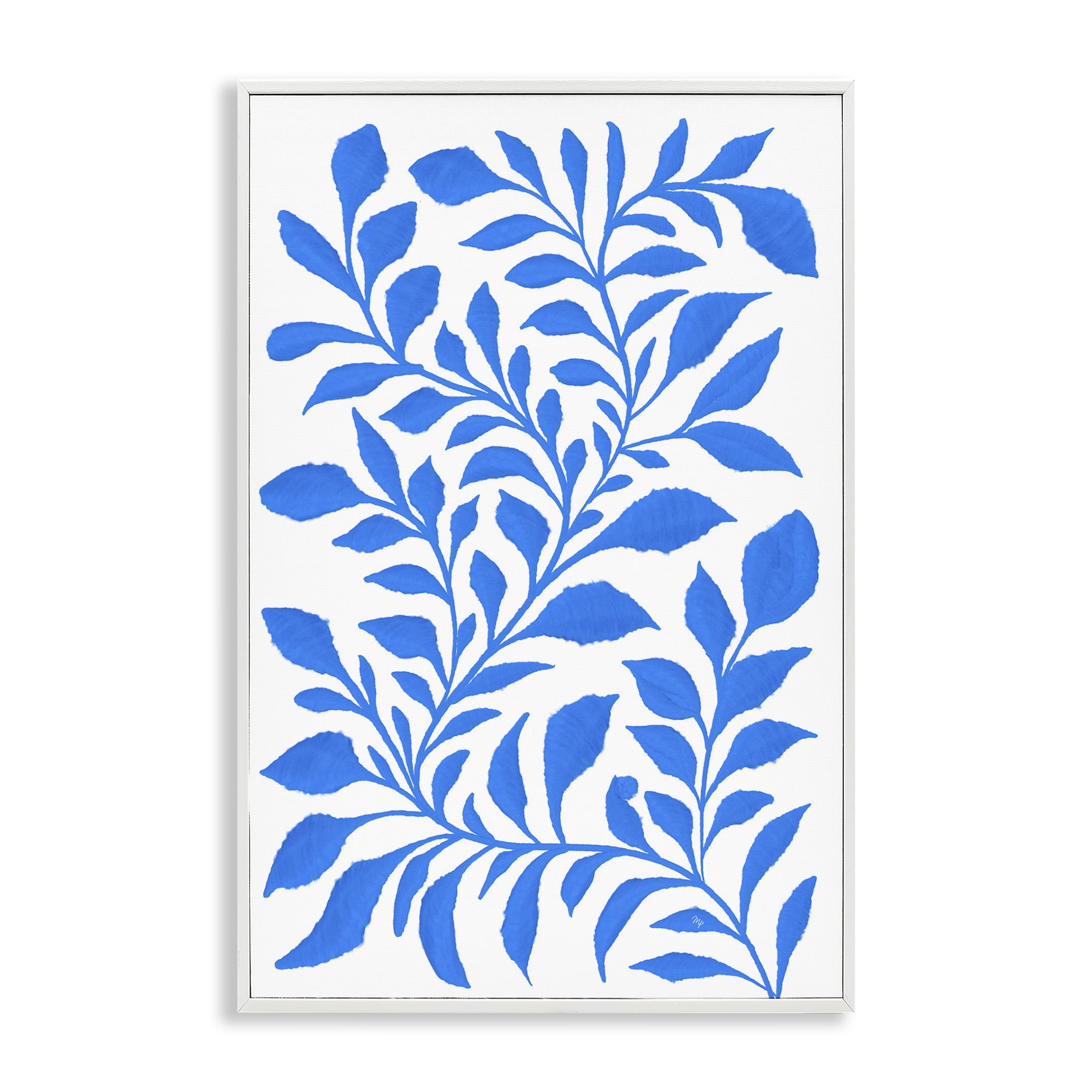 Stupell Industries Blue Snake Plant Botanical & Floral Painting White Framed Art Print Wall Art, 16 x 24