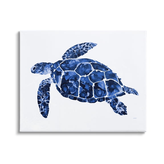 Stupell Industries Blue Speckled Sea Turtle Marine Animal Illustration Painting Gallery Wrapped Canvas Print Wall Art, Design by Patti Mann