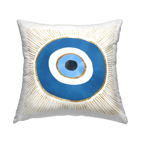 Stupell Industries Blue Spiritual Evil Eye Symbol Pattern Design by Ziwei Li Throw Pillow