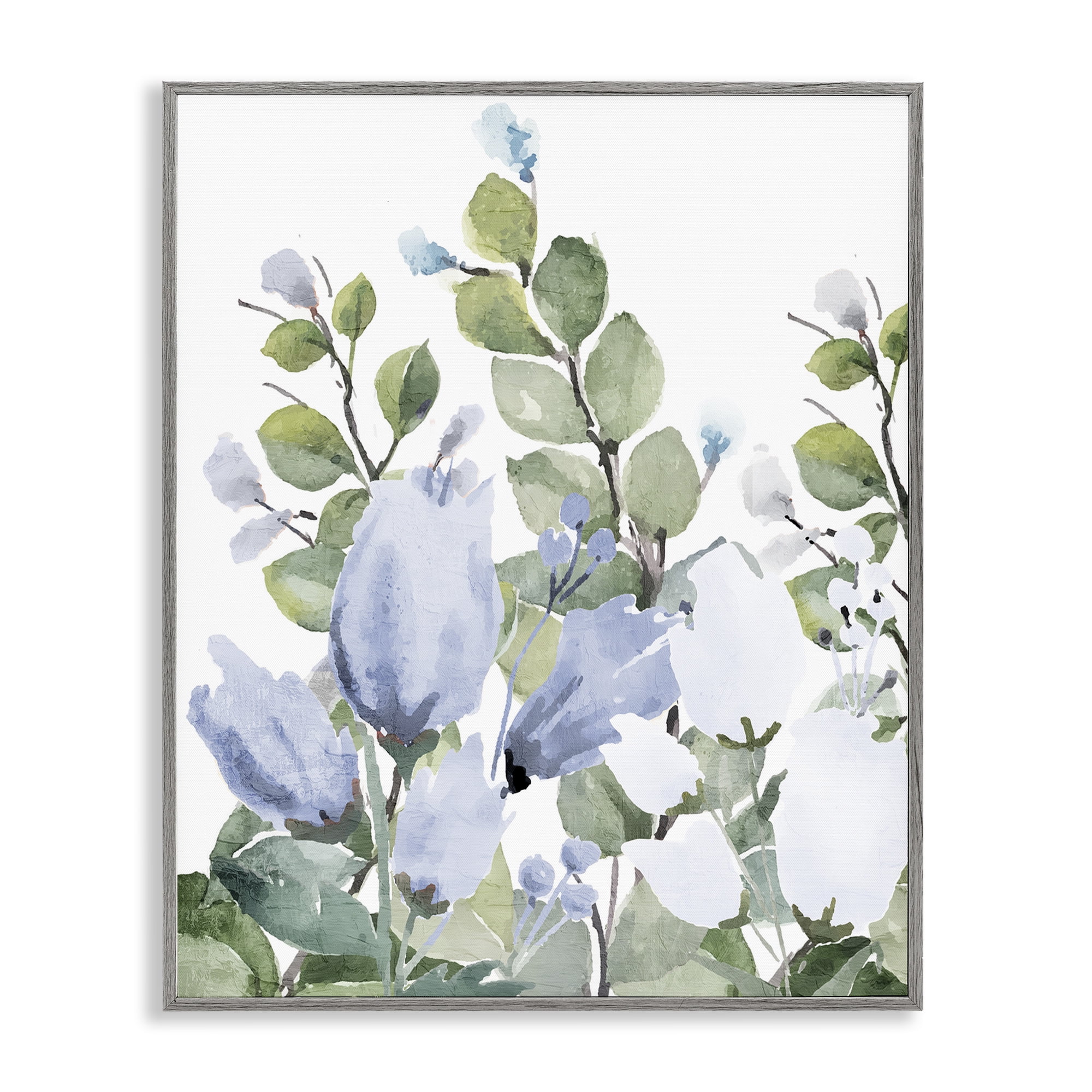 Stupell Industries Blue Spring Botanicals Gray Framed Giclee Art, design by Kim Allen