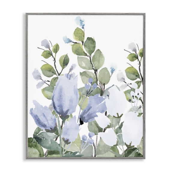 Stupell Industries Contemporary Blue Spring Botanicals Gray Framed Giclee Art, 16 x 20, by Kim Allen