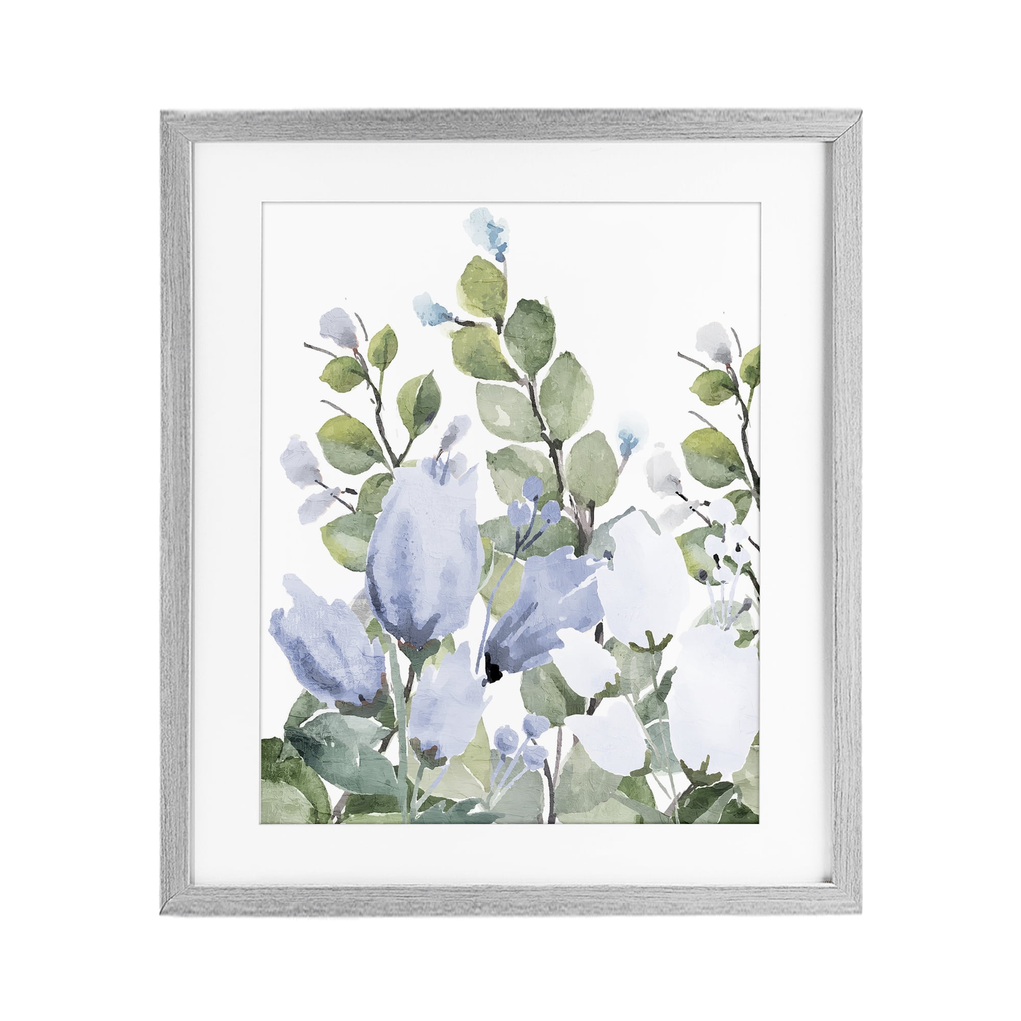 Stupell Industries Blue Spring Botanicals Gray Framed Print Under Glass, design by Kim Allen