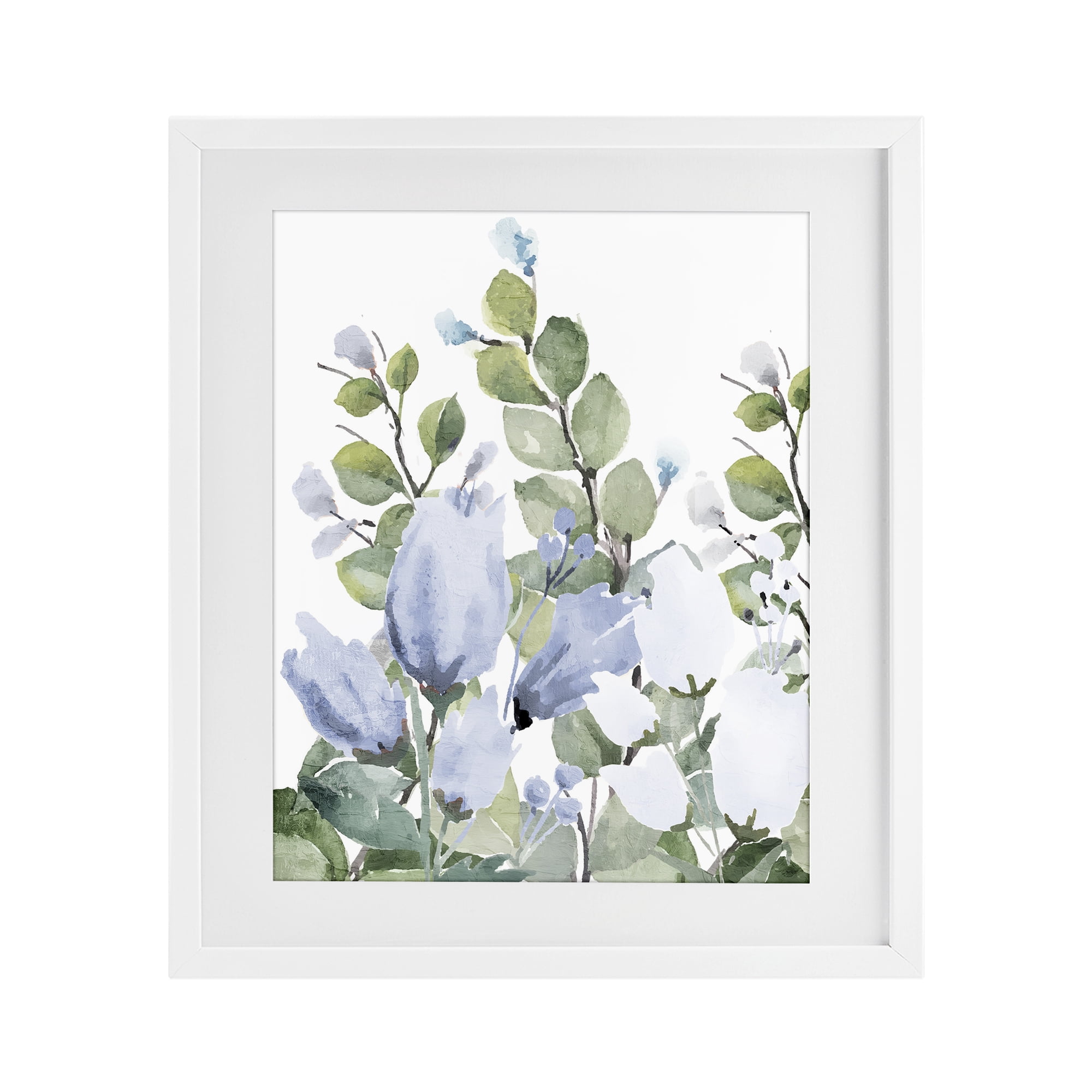 Stupell Industries Blue Spring Botanicals White Framed Print Under Glass, design by Kim Allen