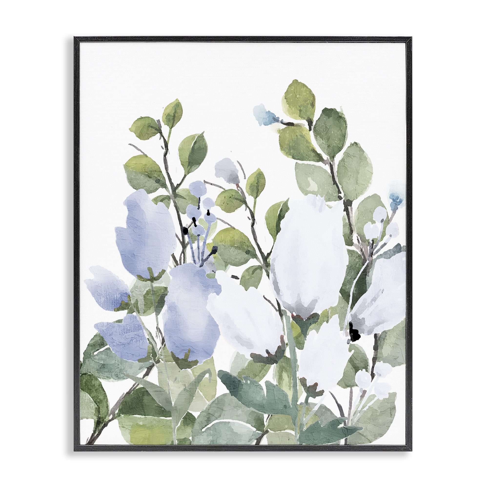Stupell Industries Blue Spring Florals Black Framed Giclee Art, design by Kim Allen