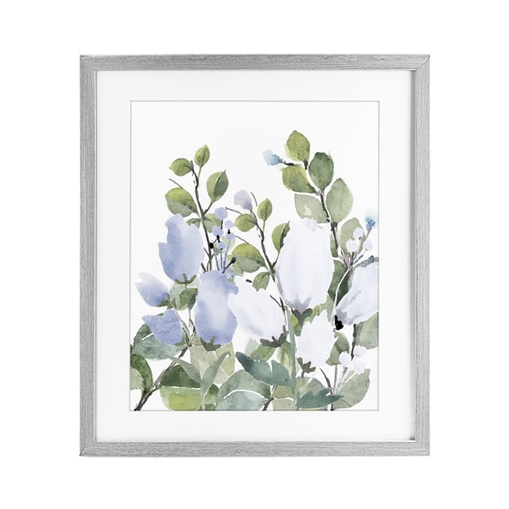 Stupell Industries Contemporary Blue Spring Florals Gray Framed Print Under Glass, 17 x 21, by Kim Allen