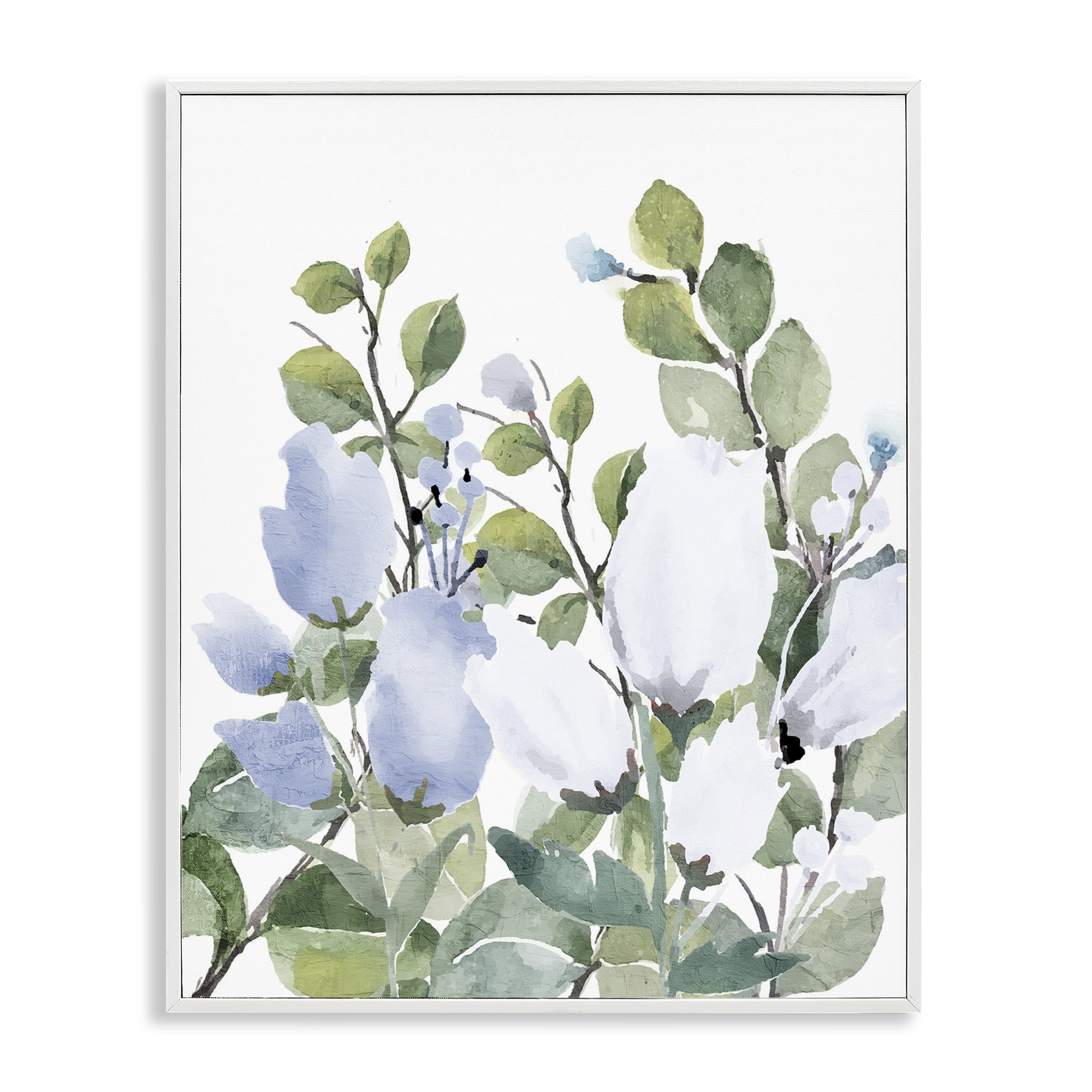 Stupell Industries Blue Spring Florals White Framed Giclee Art, design by Kim Allen