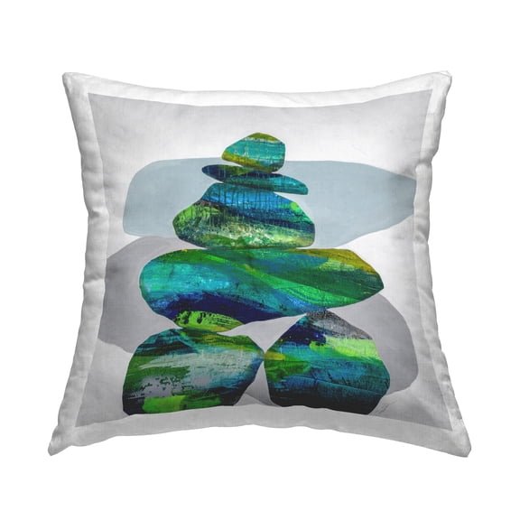 Stupell Industries Blue Stacked Zen Rocks Printed Throw Pillow Design by Ruth Fromstein