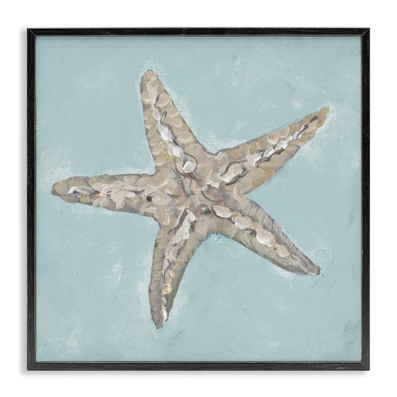Stupell Industries Blue Starfish Impression Coastal Painting Black Framed Art Print Wall Art, 24 x 24