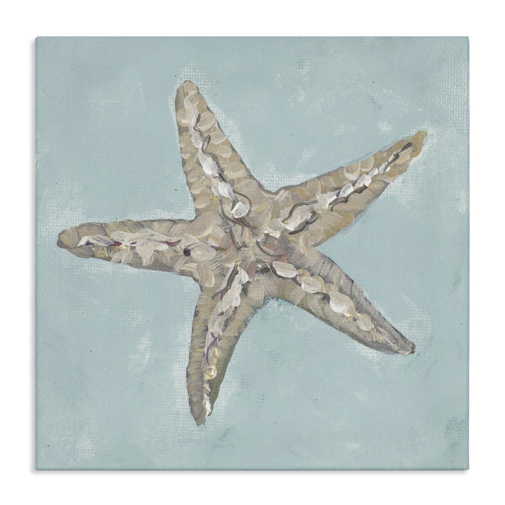 Stupell Industries Blue Starfish Impression Coastal Painting Gallery Wrapped Canvas Art Print Wall Art, 17 x 17