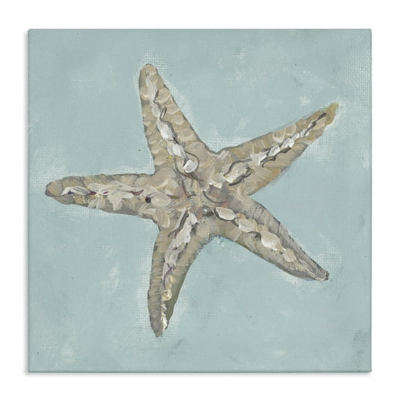 Stupell Industries Blue Starfish Impression Coastal Painting Gallery Wrapped Canvas Art Print Wall Art, 30 x 30