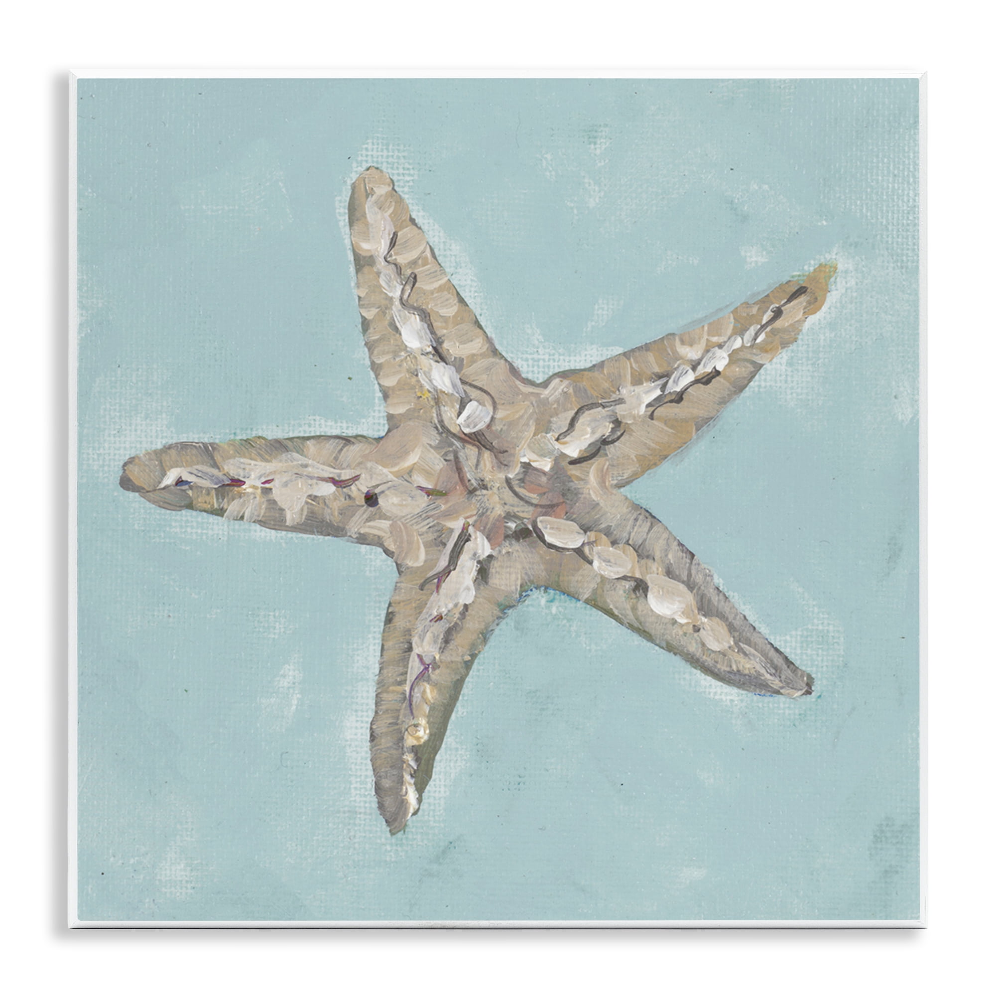 Stupell Industries Blue Starfish Impression Coastal Painting Unframed Art Print Wall Art, 12 x 12