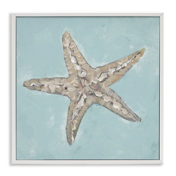 Stupell Industries Blue Starfish Impression Coastal Painting White Framed Art Print Wall Art, 24 x 24
