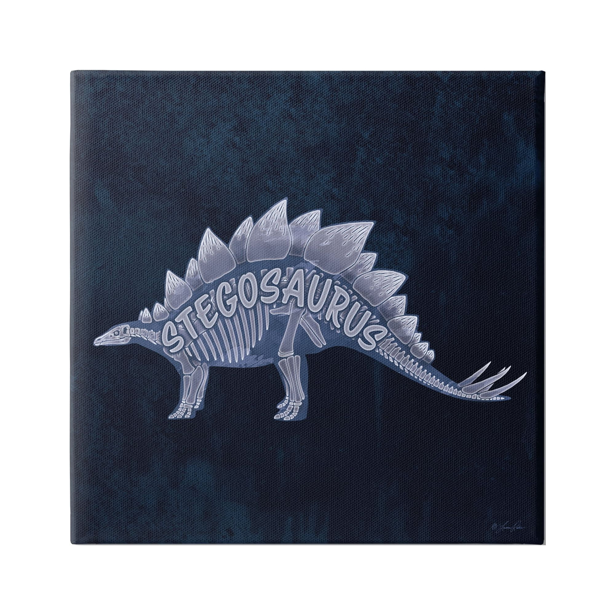 Stupell Industries Blue Stegosaurus Skeleton Animals & Insects Painting Gallery Wrapped Canvas Art Print Wall Art, 24 x 24