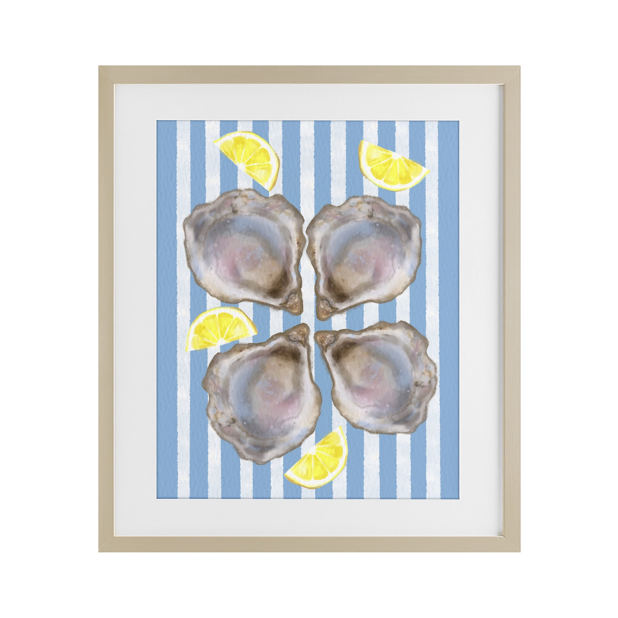 Stupell Industries Blue Stripe Oysters Birch Framed Print Under Glass, design by Matthew Piotrowicz