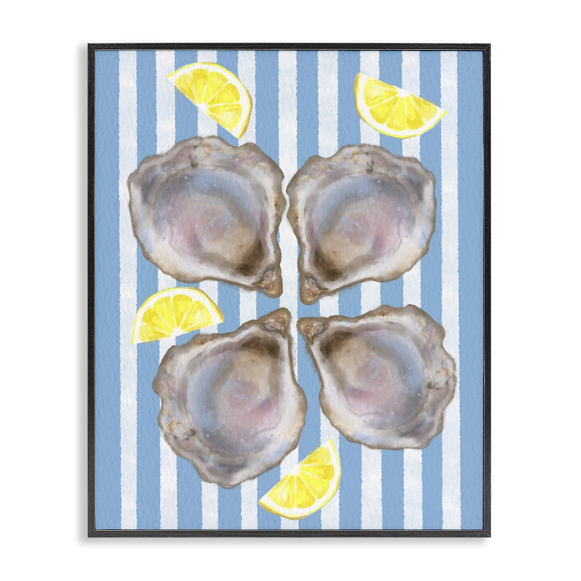 Stupell Industries Blue Stripe Oysters Black Framed Giclee Art, design by Matthew Piotrowicz
