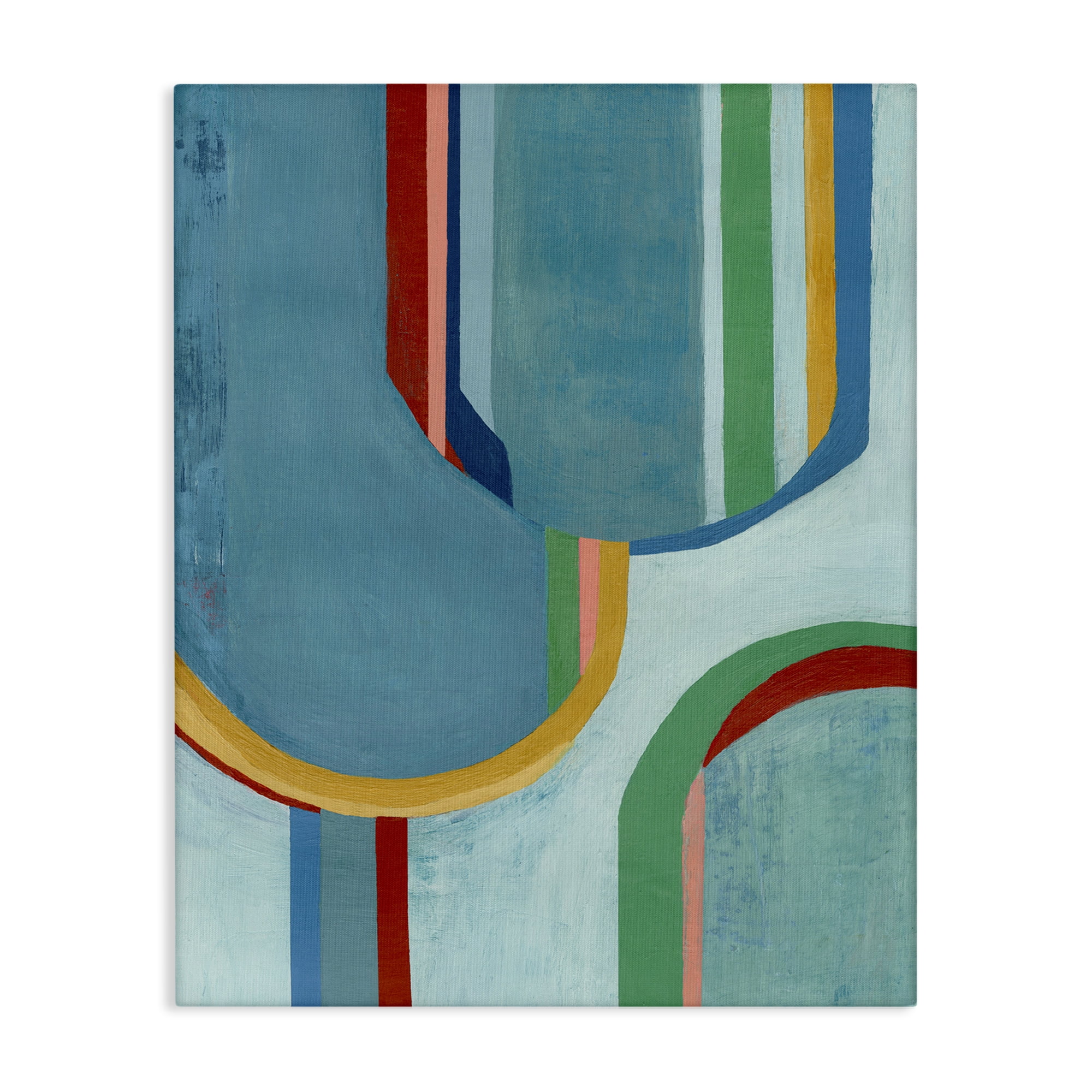 Stupell Industries Blue Striped Arches Abstract Painting Gallery Wrapped Canvas Art Print Wall Art, 24 x 30