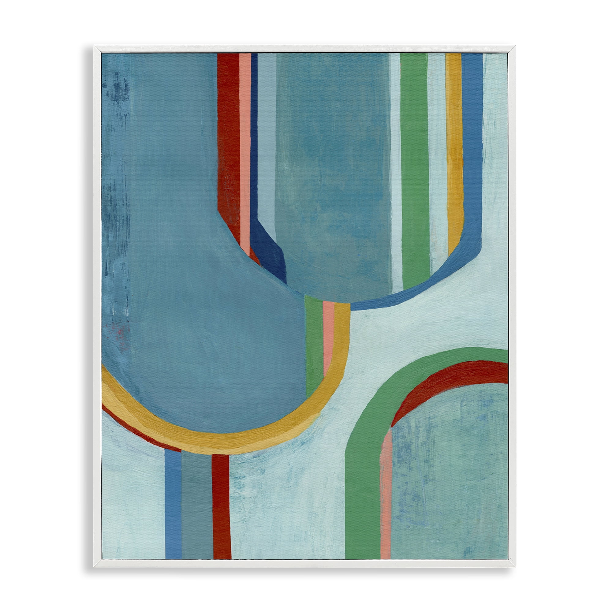 Stupell Industries Blue Striped Arches Abstract Painting White Framed Art Print Wall Art, 11 x 14