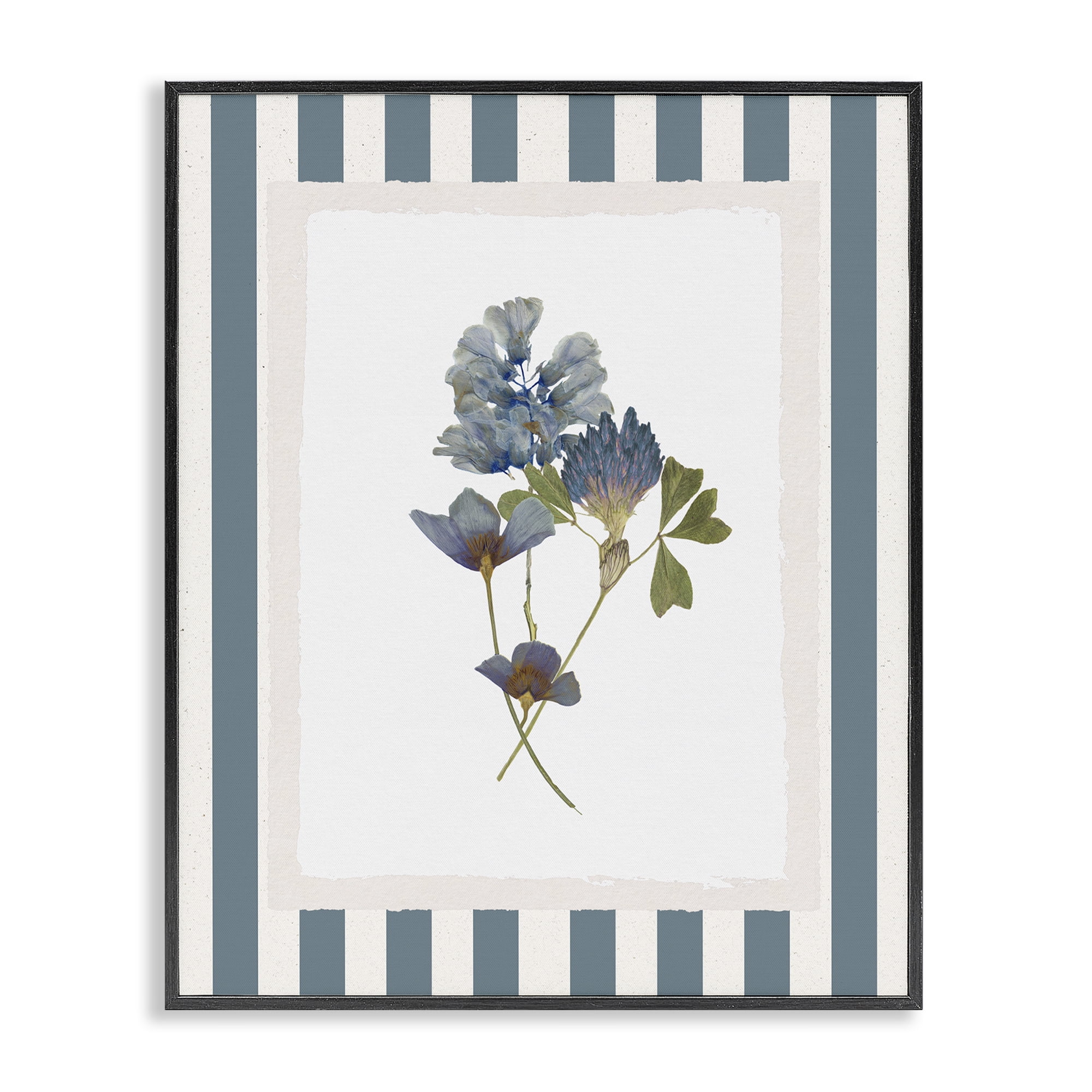 Stupell Industries Blue Summer Memory Florals Black Framed Giclee Art, design by Val Rhodes