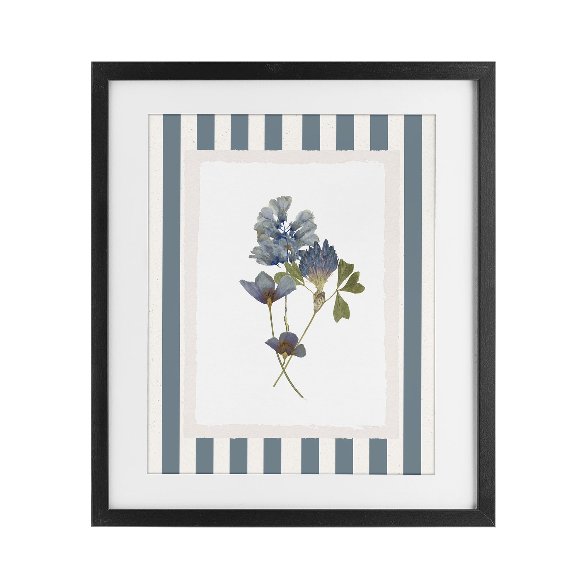 Stupell Industries Blue Summer Memory Florals Black Framed Print Under Glass, design by Val Rhodes