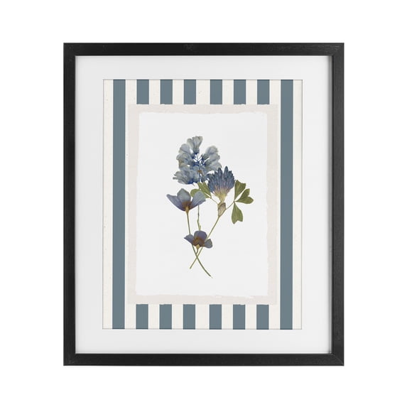 Stupell Industries French Country Blue Summer Memory Florals Black Framed Print Under Glass, 13 x 16, by Val Rhodes