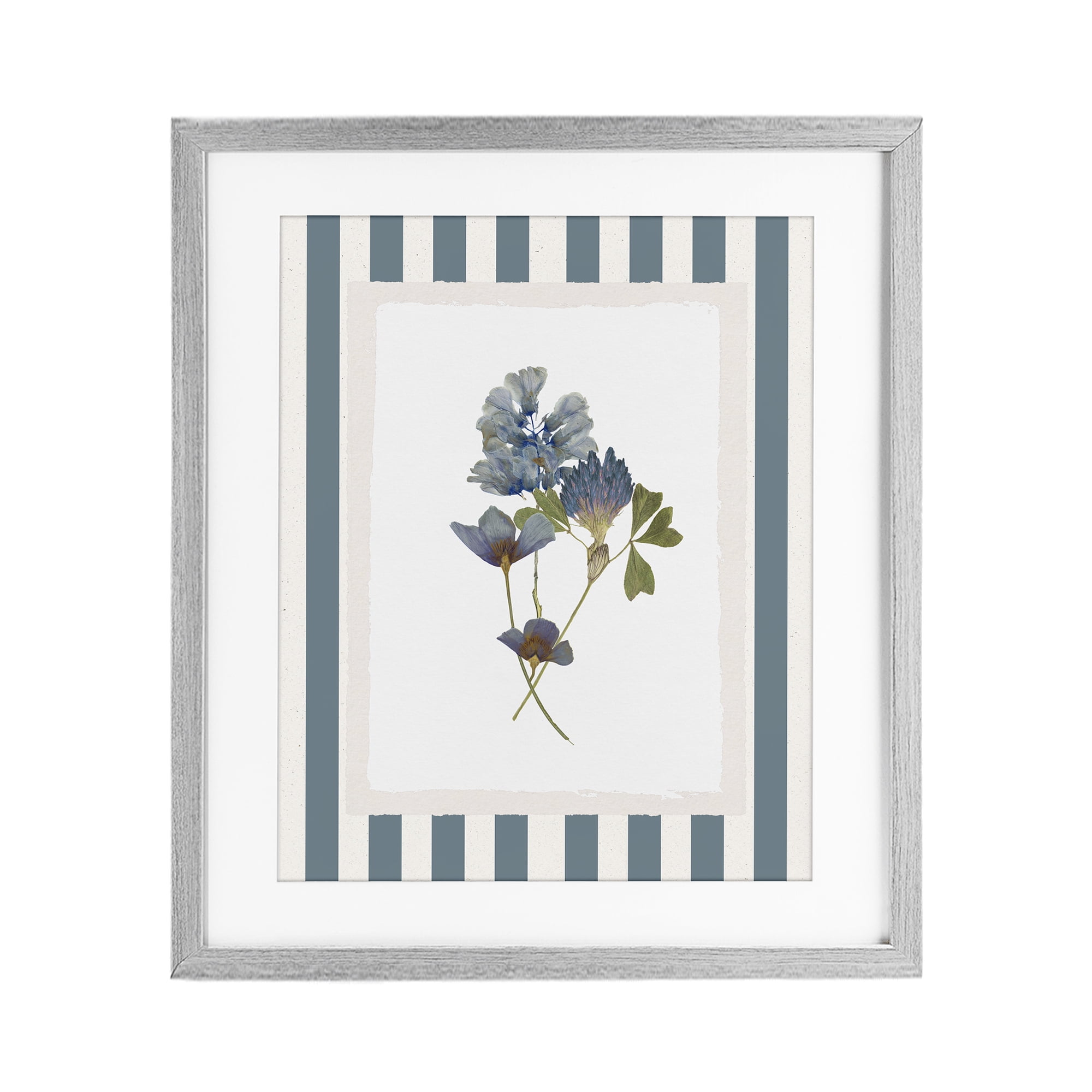 Stupell Industries Blue Summer Memory Florals Gray Framed Print Under Glass, design by Val Rhodes
