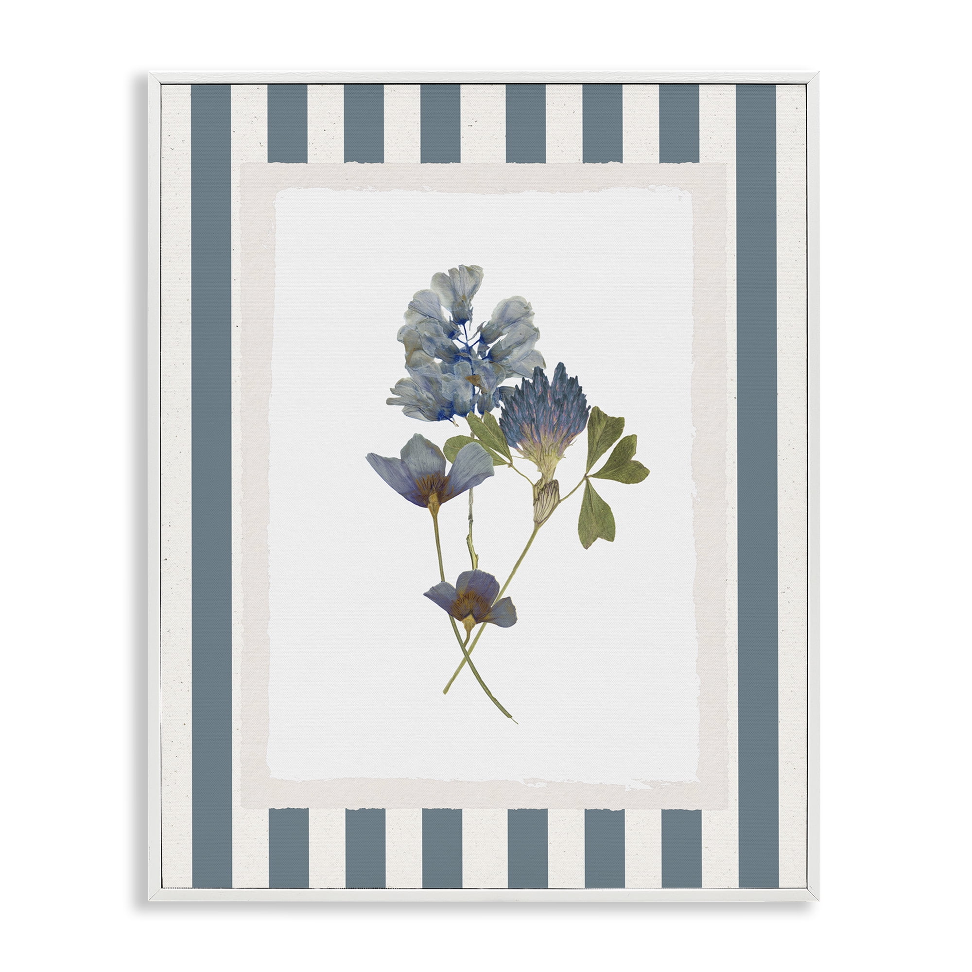 Stupell Industries Blue Summer Memory Florals White Framed Giclee Art, design by Val Rhodes