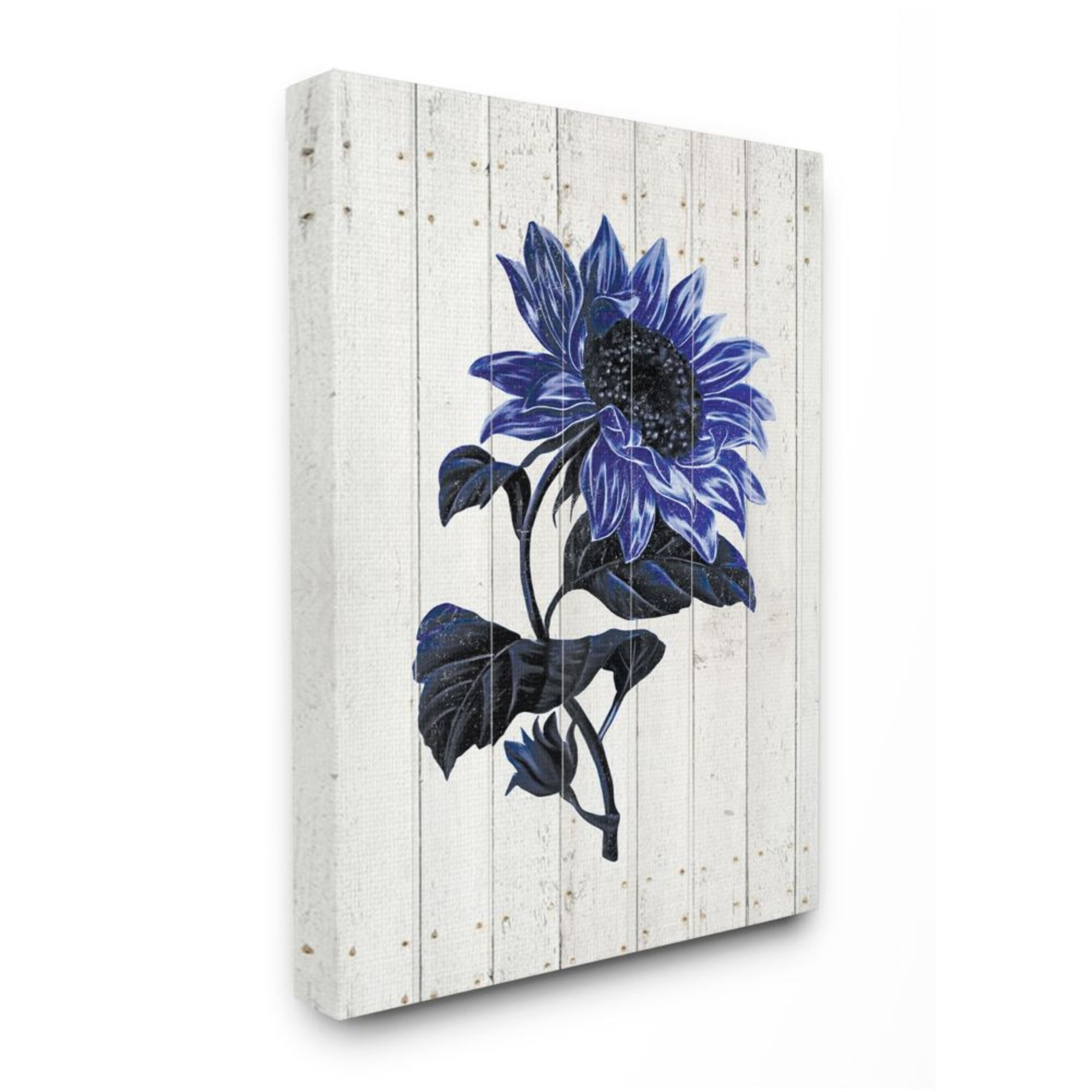 Stupell Industries Blue Sunflower Illustration White Farm Fence Design Design by JG Studios, 24" x 30"